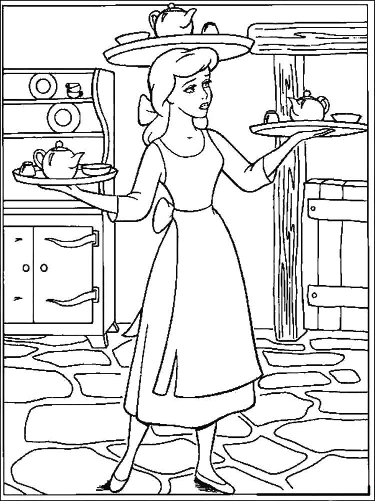 Coloring Cinderella helps out around the house. Category Cinderella. Tags:  Cinderella, slipper.