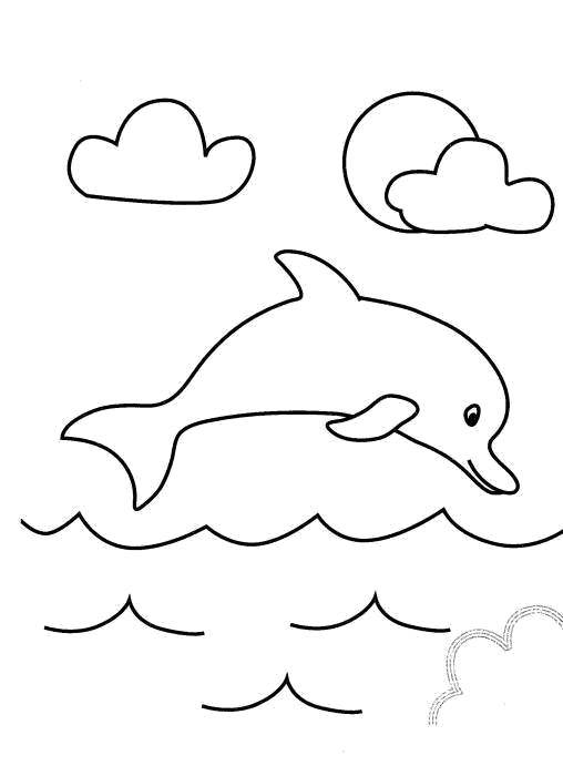 Название: Раскраска Дельфин вынырнул из воды. Категория: дельфин. Теги: Подводный мир, дельфин.