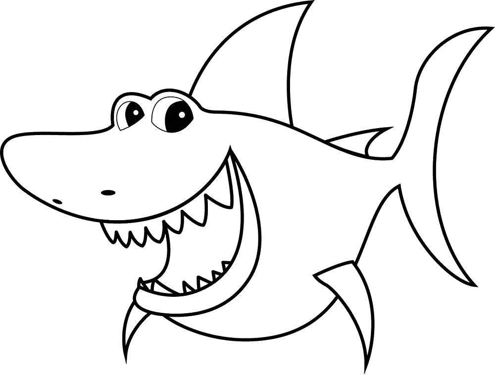 Название: Раскраска Добрая акула. Категория: морское. Теги: Подводный мир, рыба, акула.