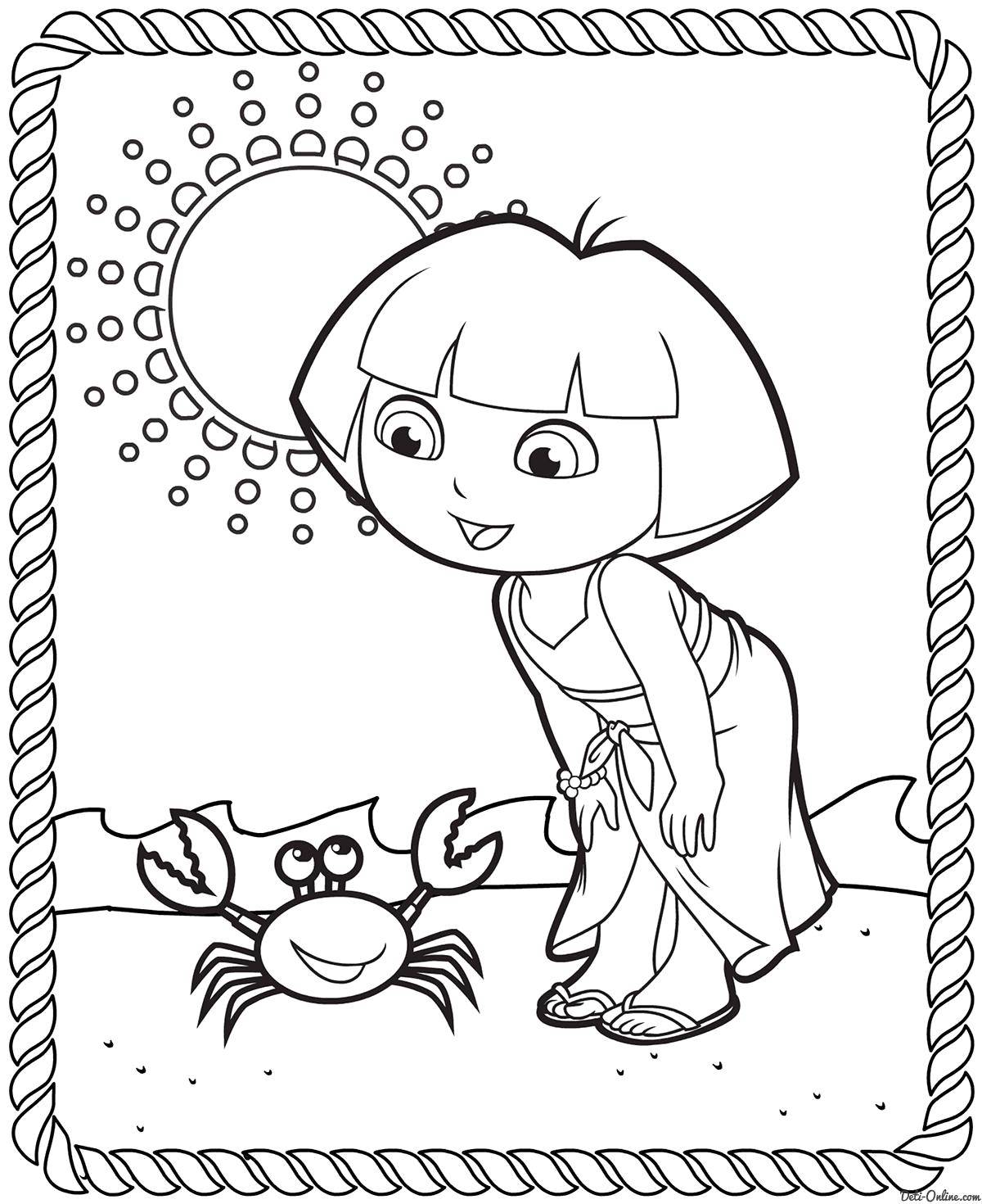 Coloring Dasha and crab. Category crab. Tags:  Underwater, crab.