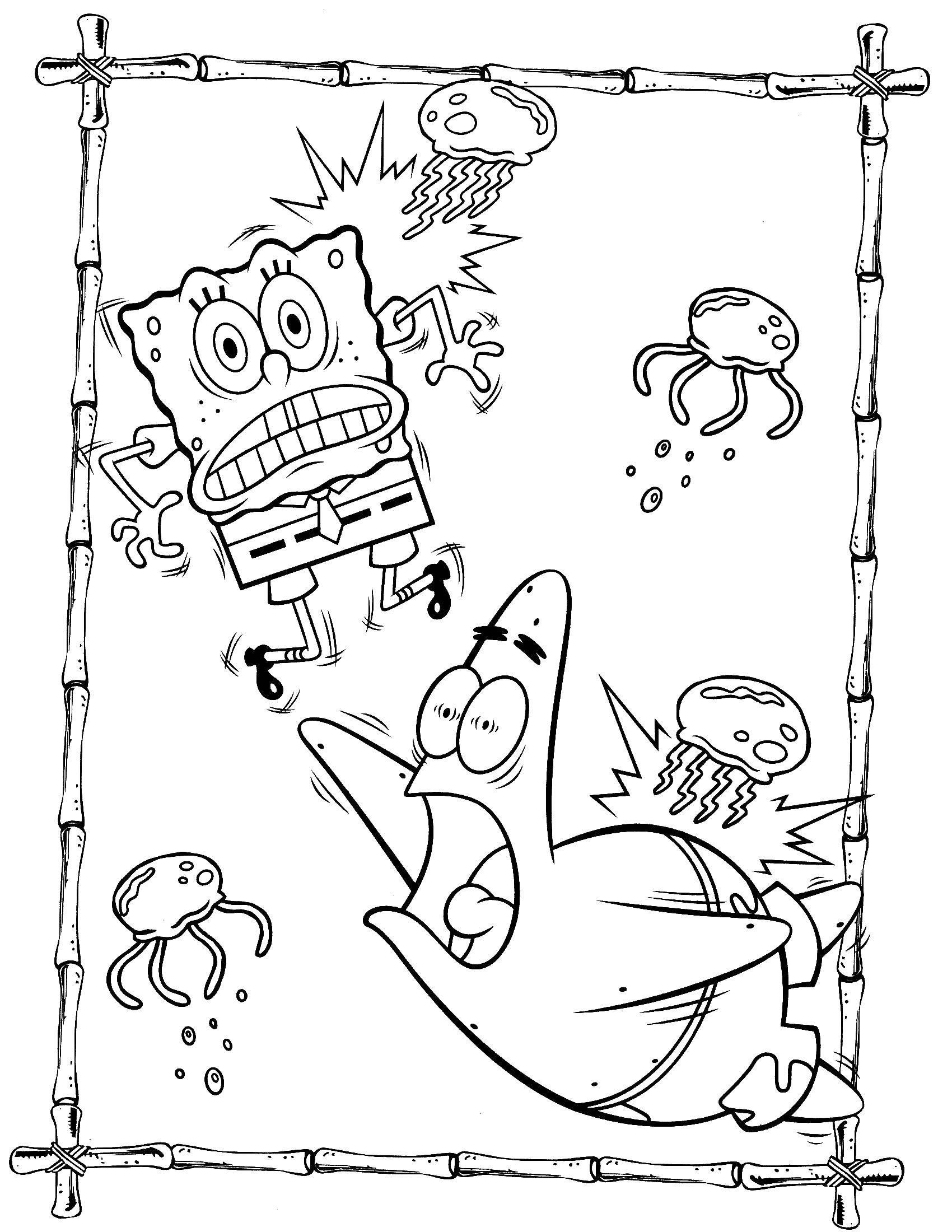 Coloring Spongebob and Patrick run away from the jellyfish. Category Spongebob. Tags:  spongebob, Patrick.