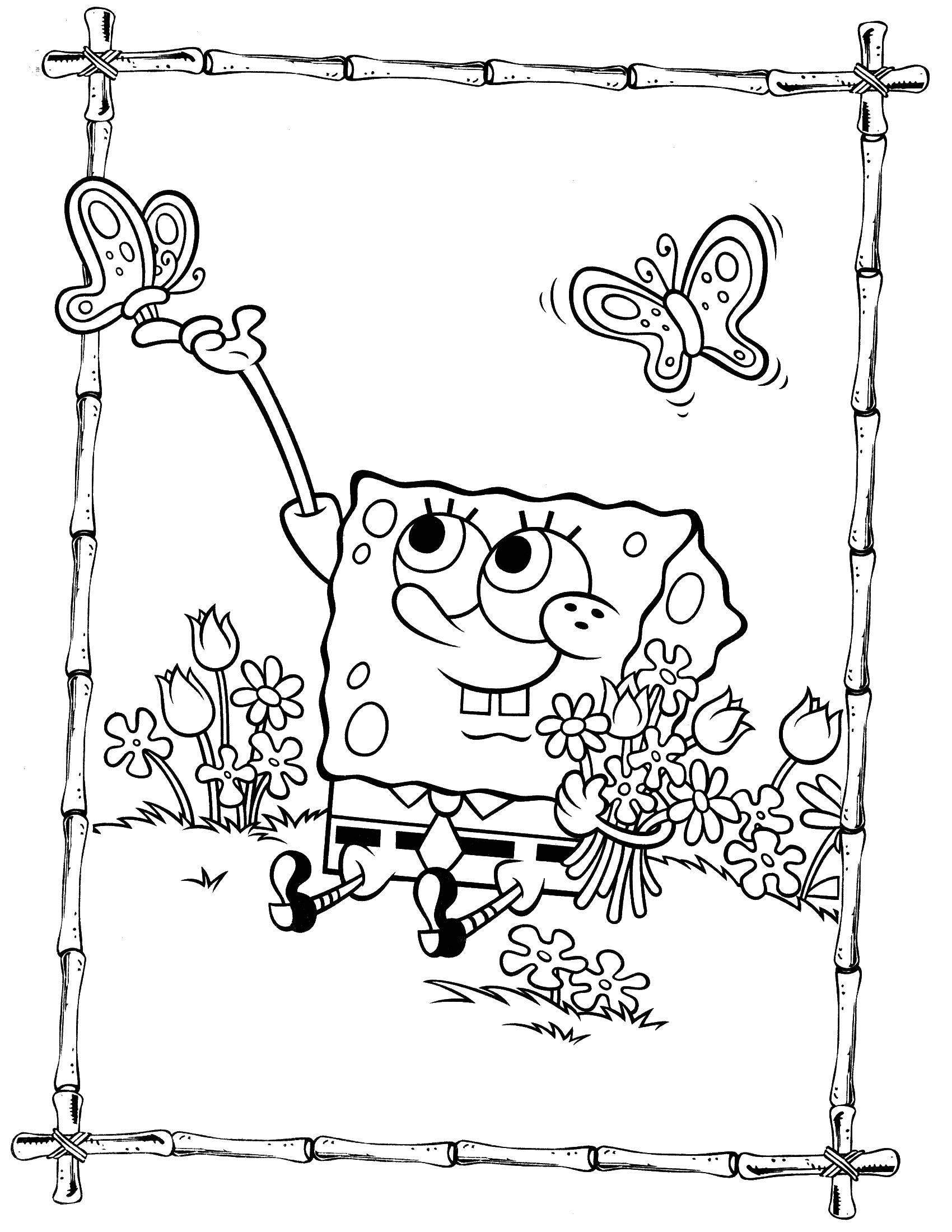 Coloring Spongebob catches butterflies. Category Spongebob. Tags:  spongebob, Patrick.