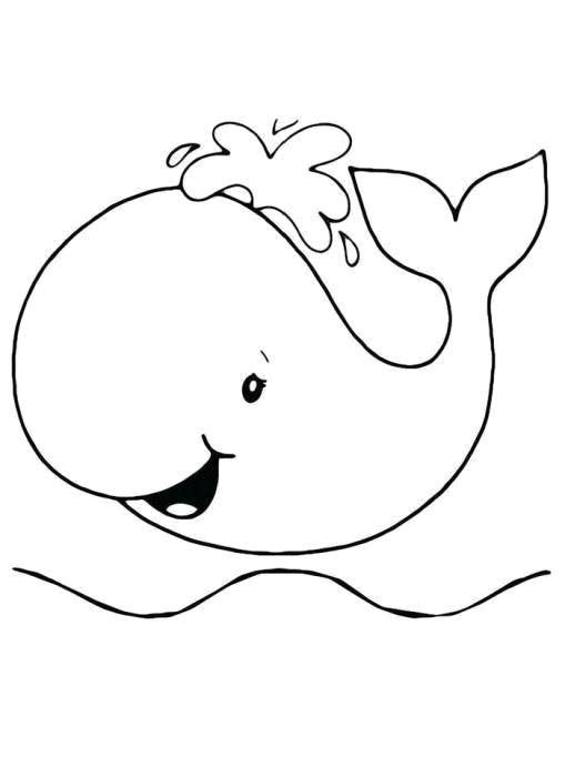 Название: Раскраска Китёнок пускает фонтанчик. Категория: морское. Теги: Подводный мир, рыба, кит.