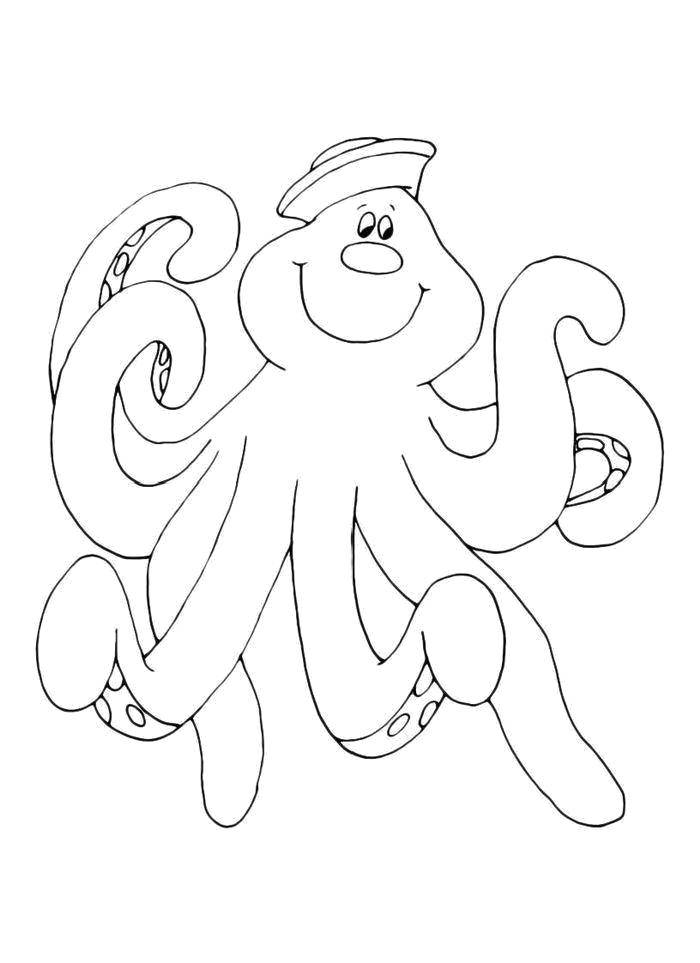 Название: Раскраска Осьминожка. Категория: осьминог. Теги: Подводный мир, осьминог.