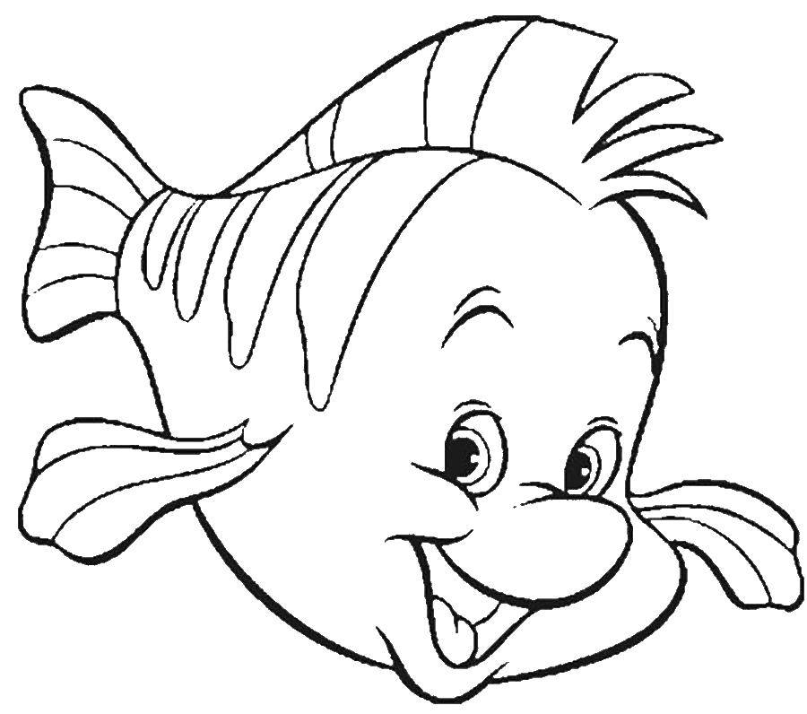 Название: Раскраска Рыбка флаундер. Категория: русалочка ариэль. Теги: Русалка, Ариэль, флаундер.