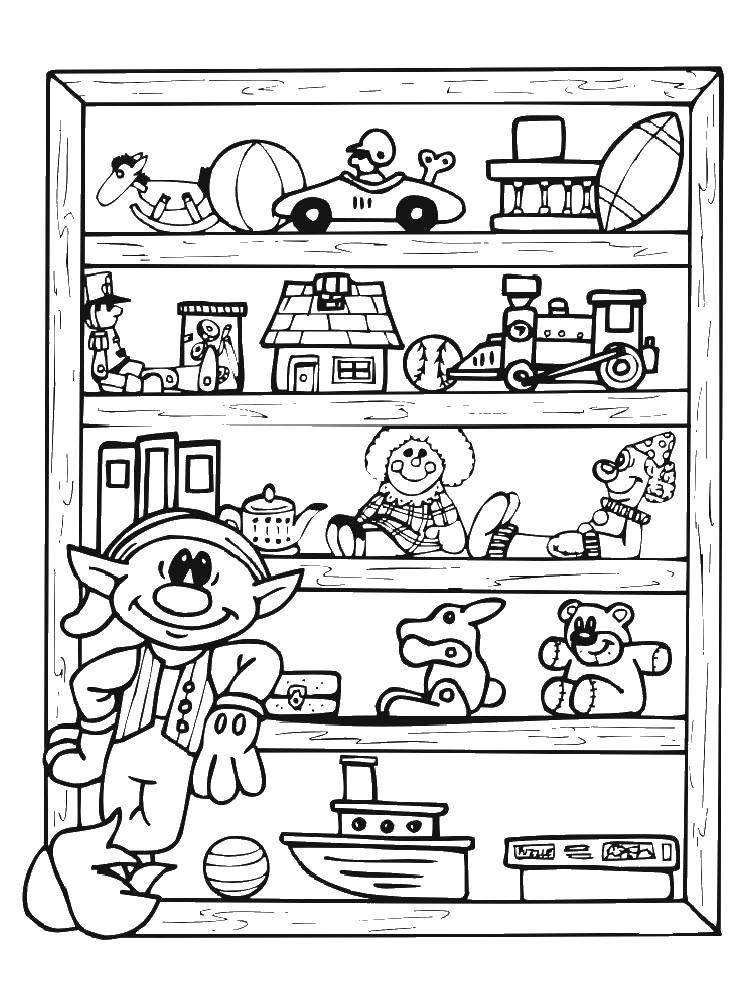 Coloring Elf with toys. Category toys. Tags:  elf, toys.