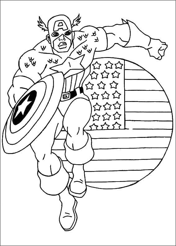 Название: Раскраска Капитан америка. Категория: капитан америка. Теги: Комиксы, Капитан Америка.