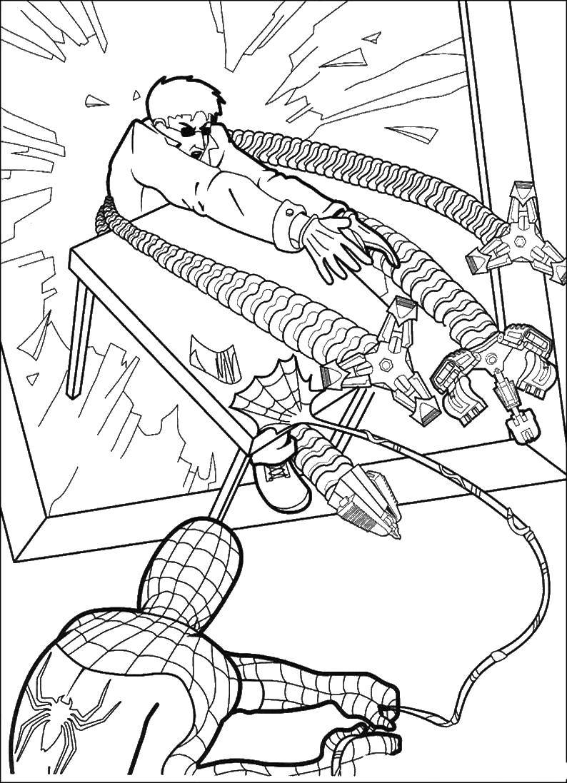 Название: Раскраска Победа спайдермена. Категория: человек паук. Теги: Комиксы, Спайдермэн, Человек Паук.
