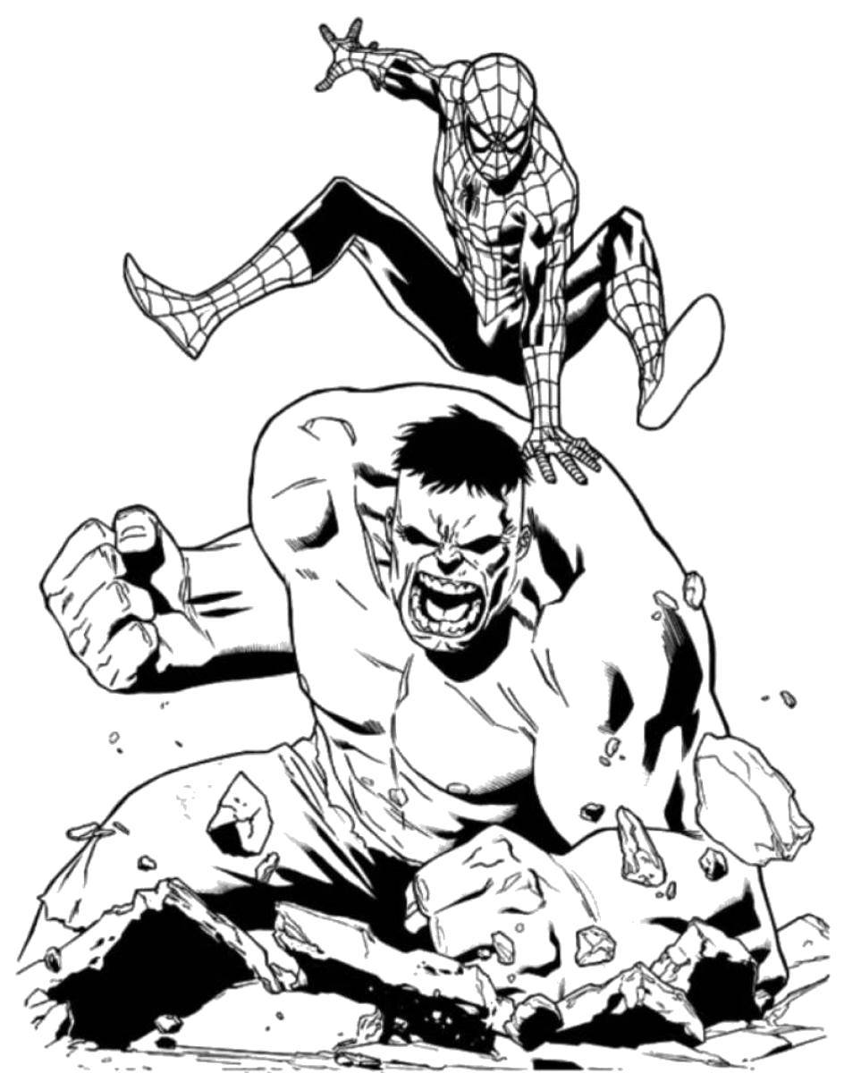 Coloring Spider man and the Hulk. Category spider man. Tags:  Comics, Spider-Man, Spider-Man.
