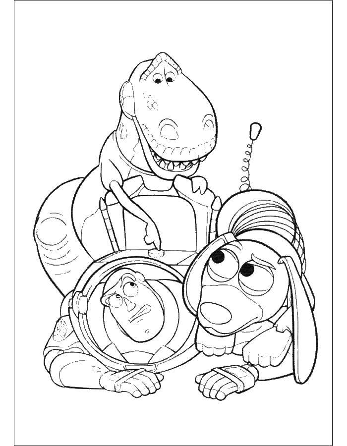 Coloring Buzz Lightyear and his friends. Category cartoons. Tags:  Woody, toys.