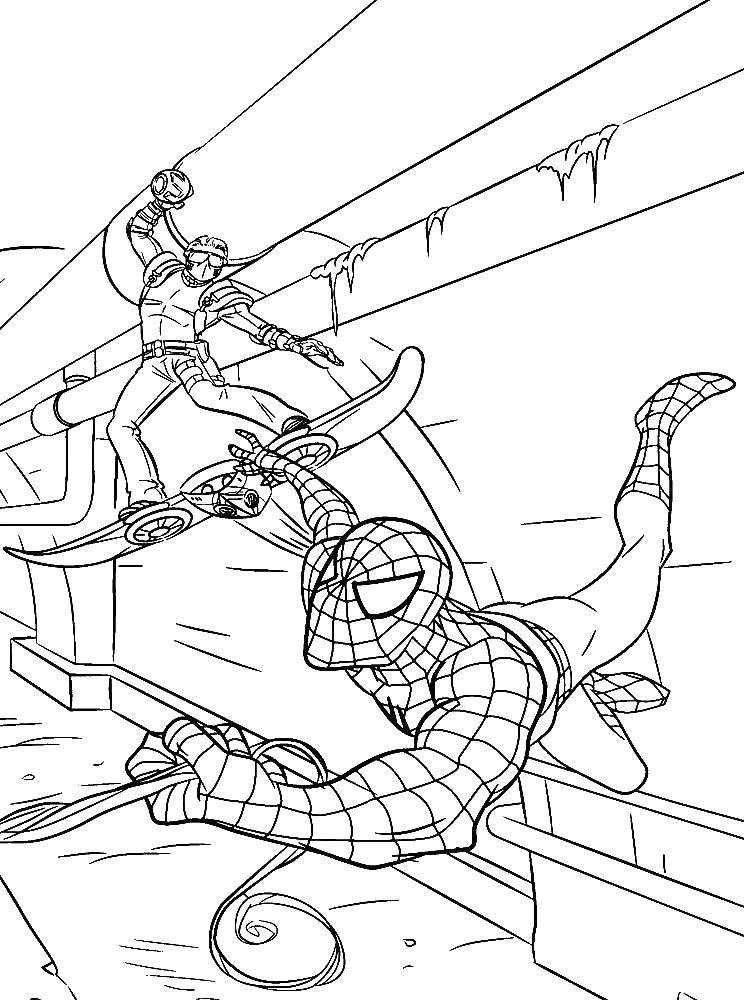 Название: Раскраска Человек паук в бою. Категория: человек паук. Теги: человек паук, супергерои.