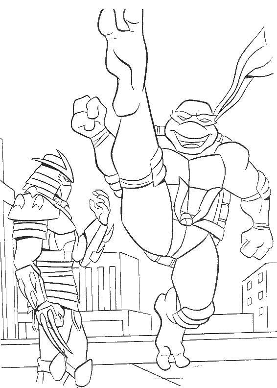 Coloring Teenage mutant ninja turtles vs Shreder. Category teenage mutant ninja turtles. Tags:  teenage mutant ninja turtles, ninja, Credor.
