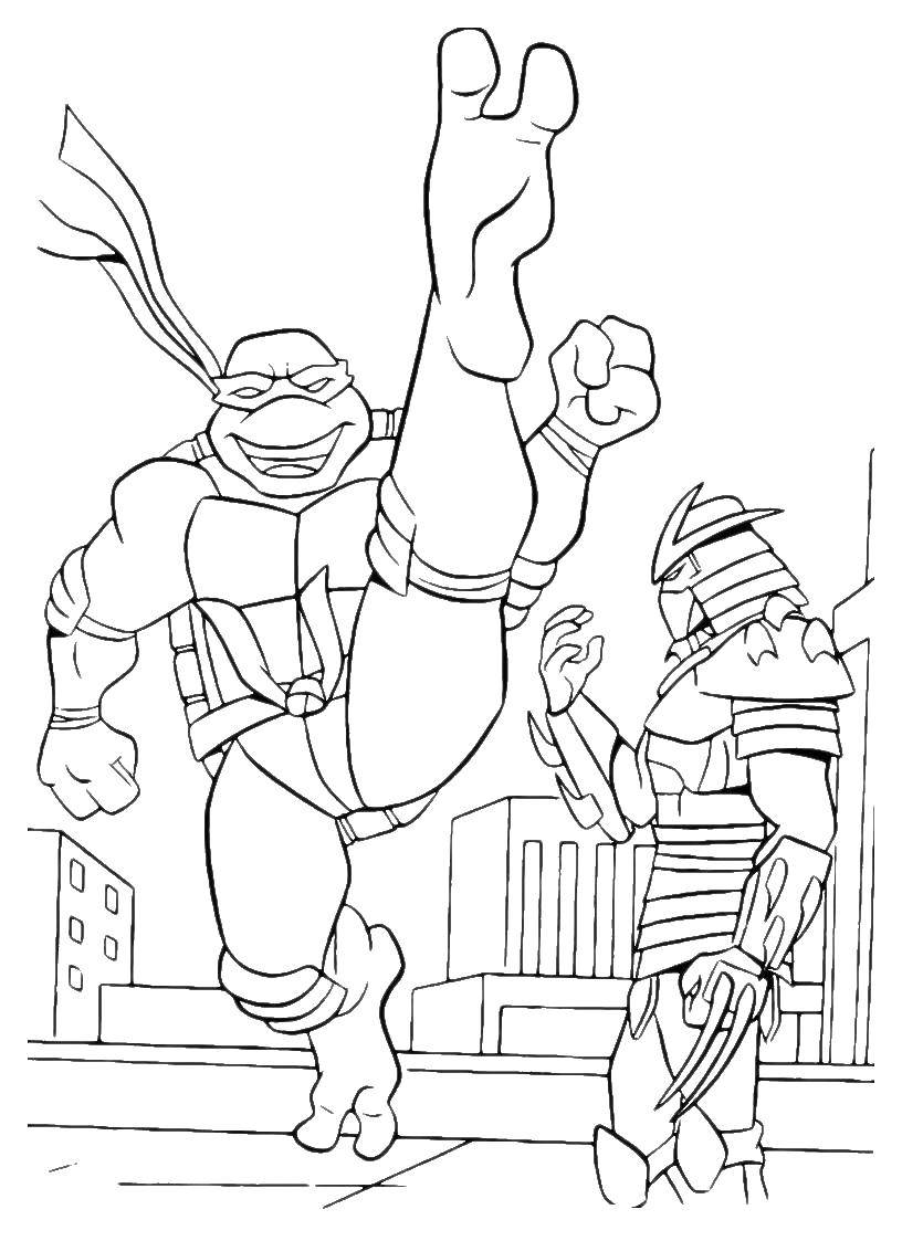 Coloring Teenage mutant ninja turtles vs shredder. Category teenage mutant ninja turtles. Tags:  teenage mutant ninja turtles, ninja, Credor.