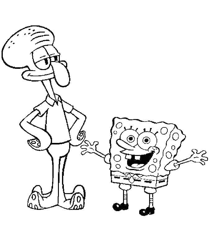 Coloring Squidward and spongebob. Category spongebob. Tags:  spongebob, Patrick.