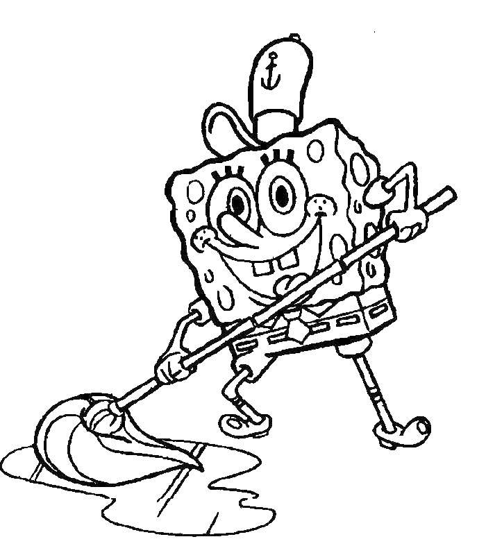 Coloring Spongebob washes the floors. Category spongebob. Tags:  spongebob, Patrick.