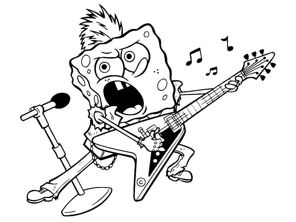 Название: Раскраска Спанч боб рок звезда. Категория: спанч боб. Теги: Спанч Боб, рок.