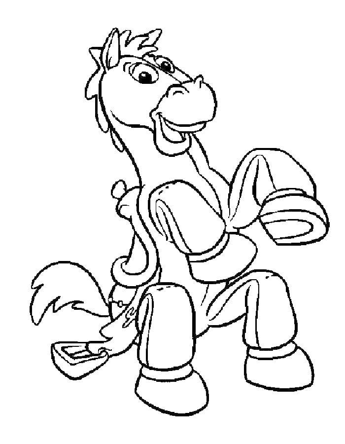 Coloring Horse woody. Category cartoons. Tags:  Woody, toys.