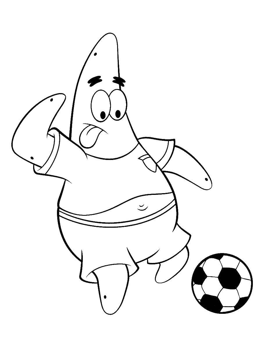 Название: Раскраска Патрик играет в футбол. Категория: спанч боб. Теги: спанч боб, патрик.