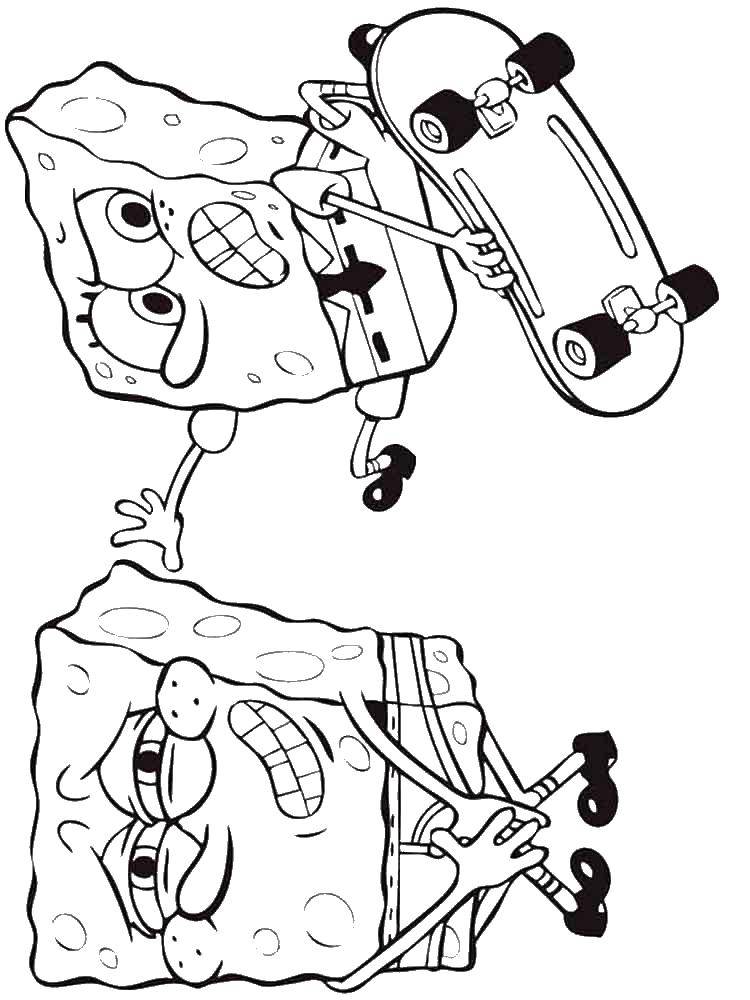 Coloring Spongebob no pants. Category Cartoon character. Tags:  spongebob, shorts, skateboarding.