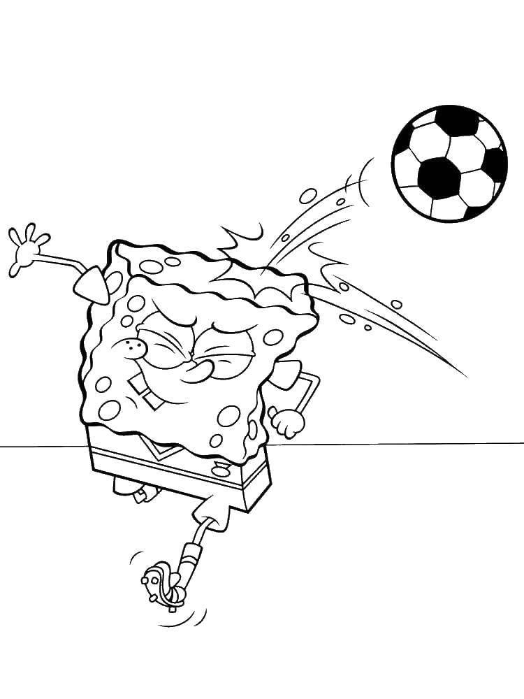 Coloring Spongebob football player. Category Cartoon character. Tags:  spongebob, soccer, ball.