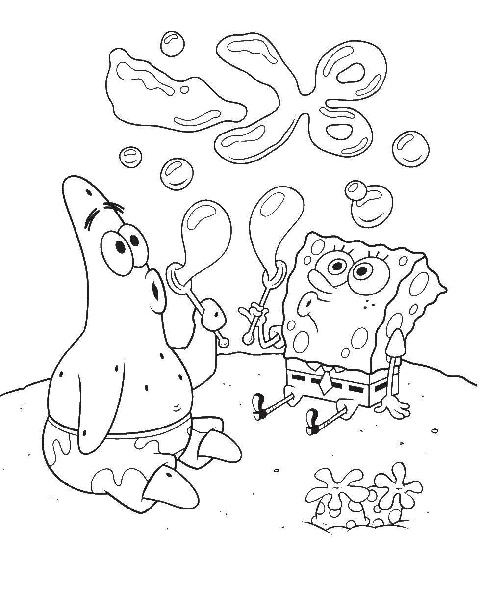 Coloring Spongebob and Patrick blow bubbles. Category spongebob. Tags:  the spongebob, Patrick.