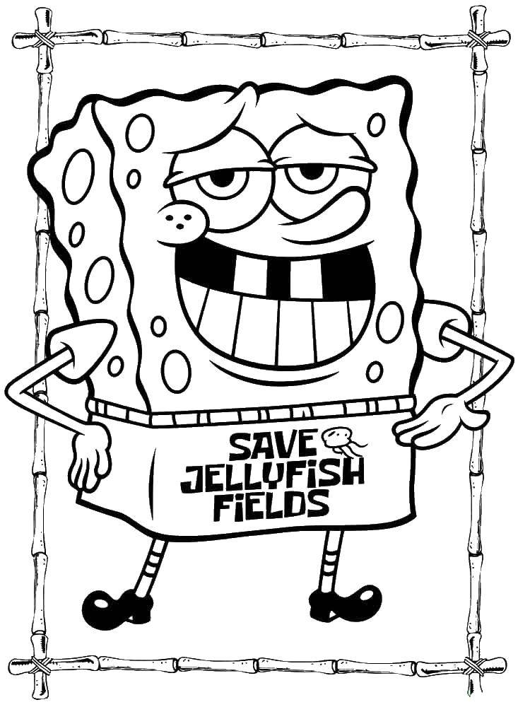 Coloring Spongebob and save medusae field. Category Cartoon character. Tags:  the spongebob, medusae fields.