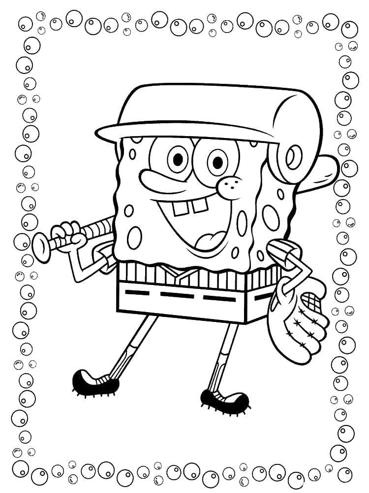 Coloring Spongebob plays baseball. Category spongebob. Tags:  spongebob, Patrick.