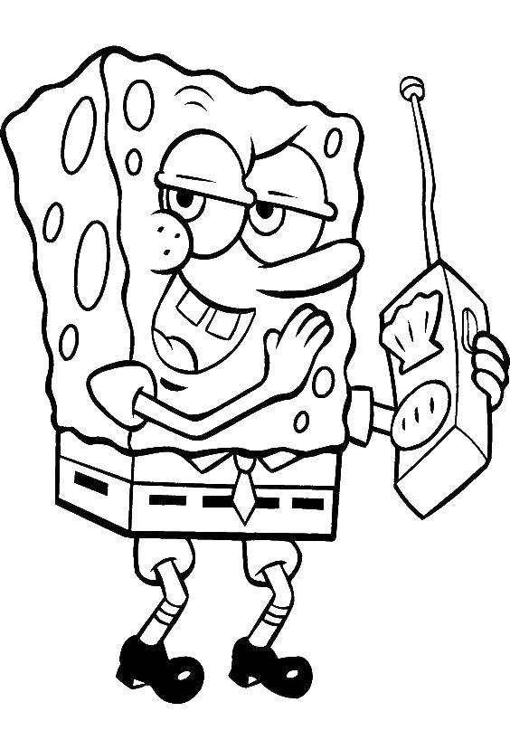 Coloring Spongebob talking on the phone. Category spongebob. Tags:  the spongebob, Patrick.
