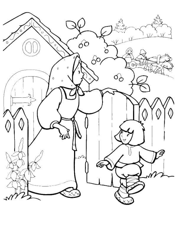 Coloring Alenka remained with Ivan. Category The characters from fairy tales. Tags:  sister Alenushka, brother Ivanushka.