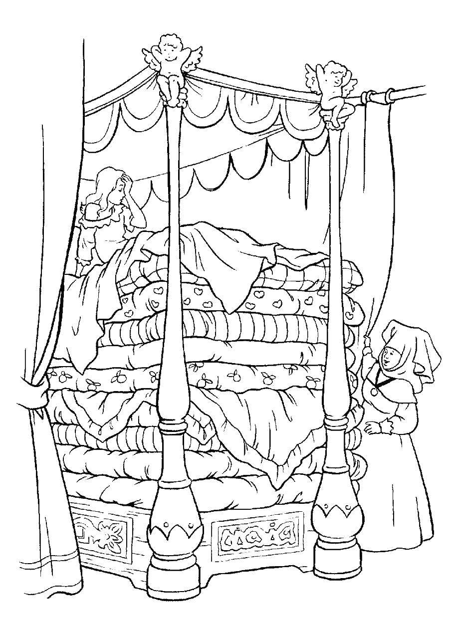 Coloring The Princess and the pea. Category the Princess and the pea. Tags:  Fairy tales , the Princess and the Pea.