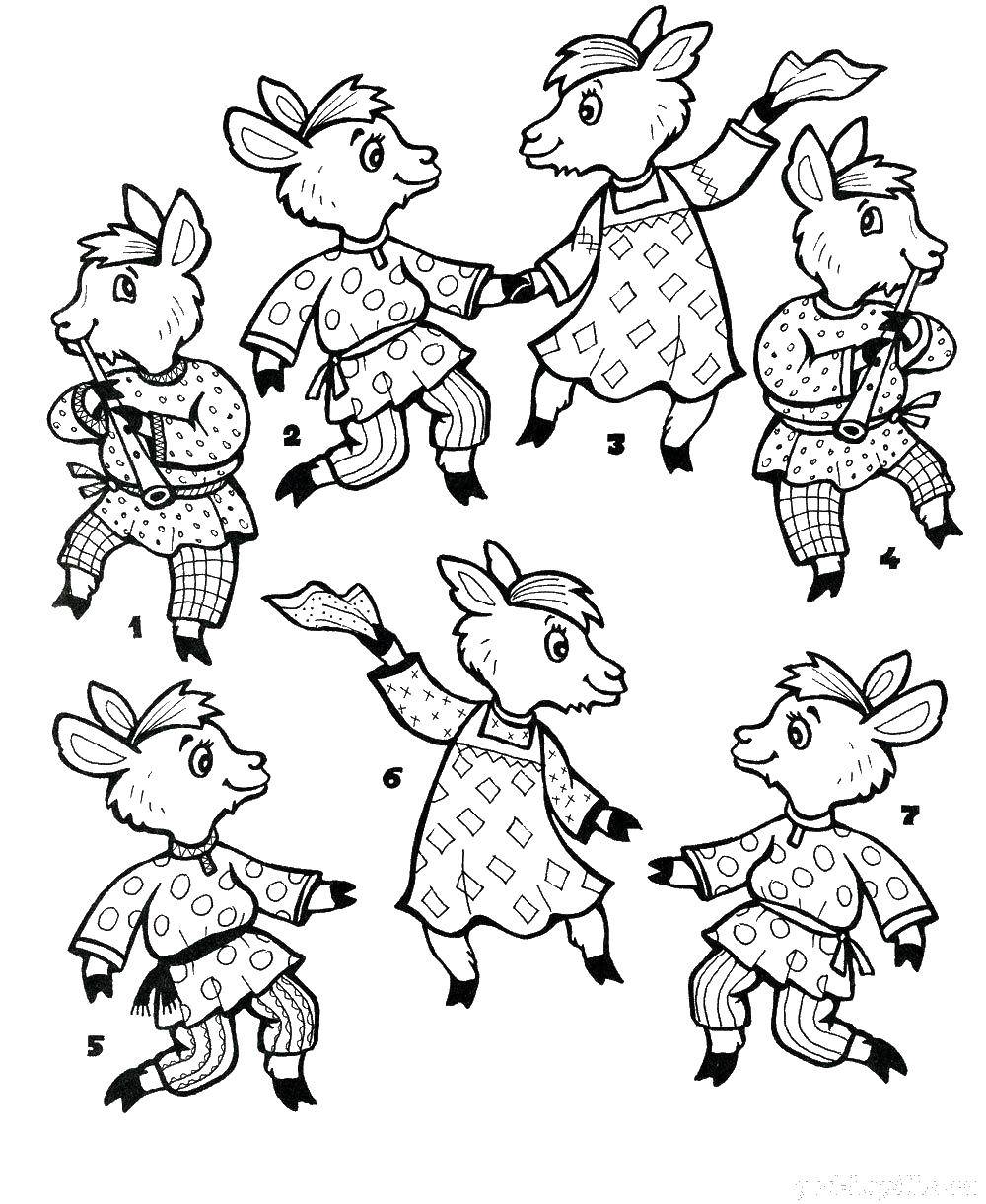 Название: Раскраска Семеро козлят. Категория: сестрица аленушка и братец иванушка. Теги: Семеро козлят.