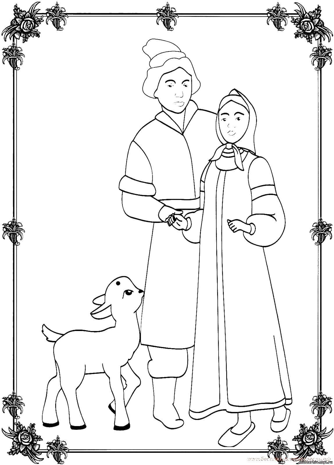 Coloring Sister Alyonushka and brother Ivanushka. Category The characters from fairy tales. Tags:  sister Alyonushka.