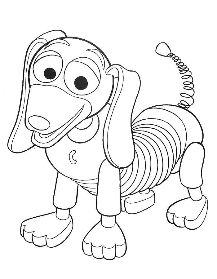 Название: Раскраска Спиралька- собачка. Категория: мультики. Теги: Вуди, игрушки.