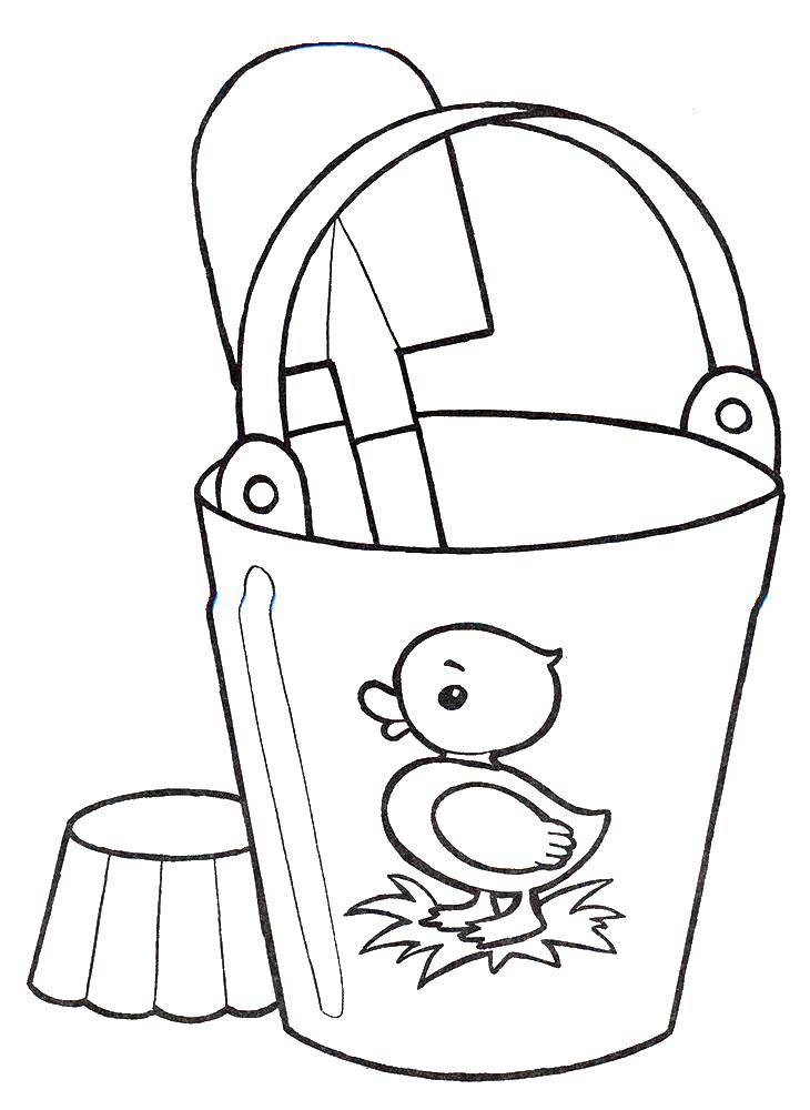Coloring Bucket with shovel. Category toys. Tags:  toys.