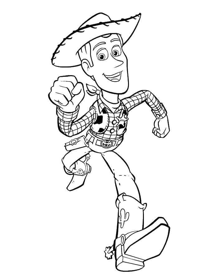 Coloring Woody runs. Category cartoons. Tags:  Woody, toys.