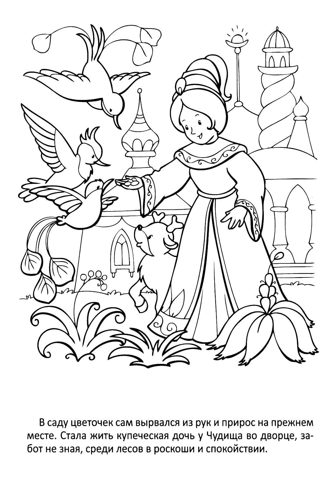 Coloring The scarlet flower. Category the scarlet flower. Tags:  Scarlet flower, fairy tale.