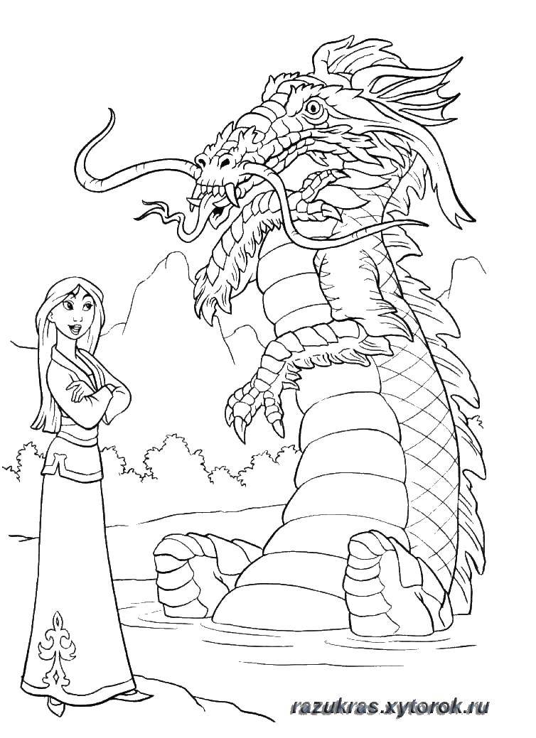 Coloring The dragon and the Princess. Category The characters from fairy tales. Tags:  dragon, Princess.
