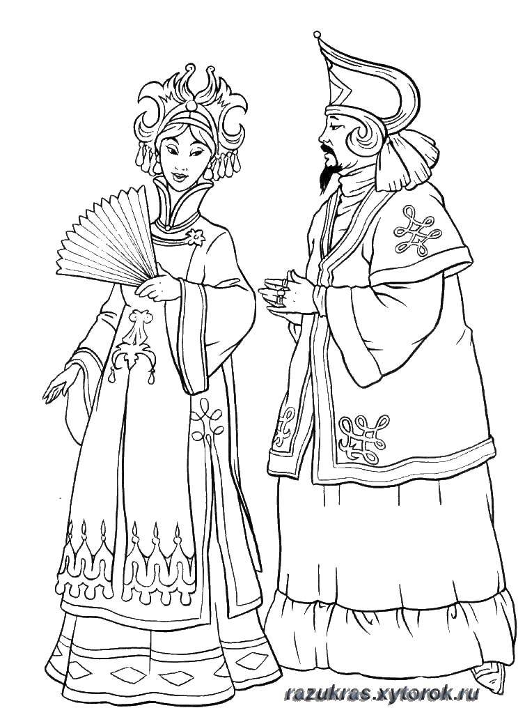 Coloring The king and the Princess. Category The characters from fairy tales. Tags:  the king, Princess.