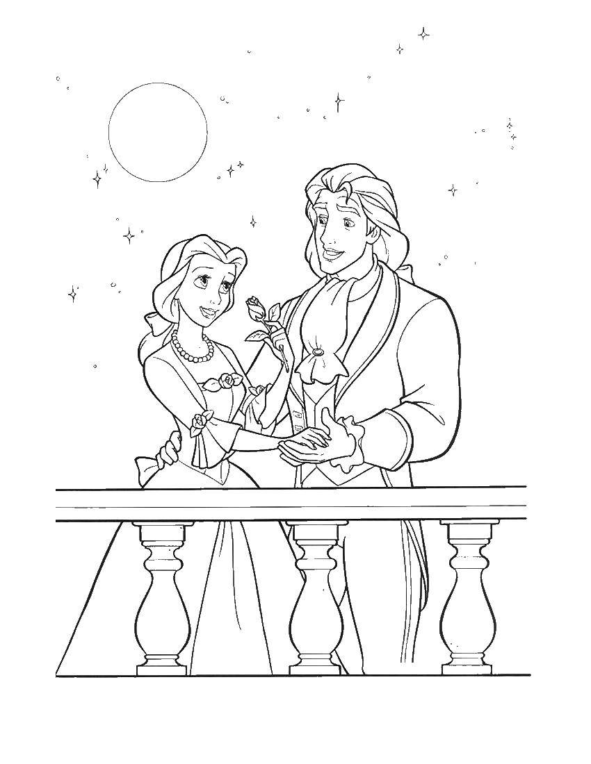 Coloring Beauty Belle and the Prince. Category beauty and the beast. Tags:  beautiful , monster.