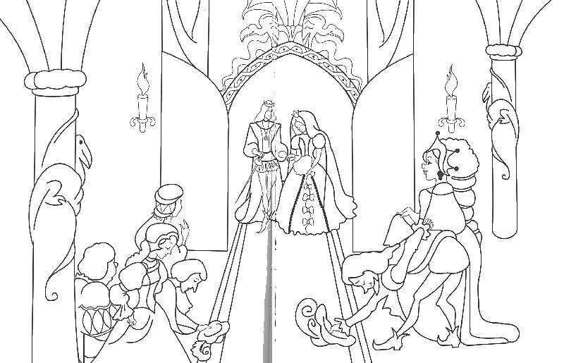 Coloring The feast in the Kingdom. Category Coloring pages for kids. Tags:  Kingdom, holiday.