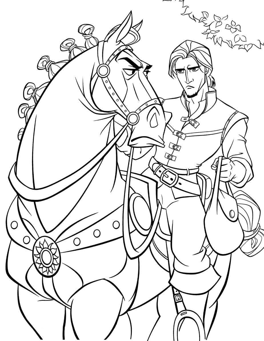 Coloring Prince on horseback. Category coloring pages Rapunzel tangled. Tags:  Disney, Rapunzel.