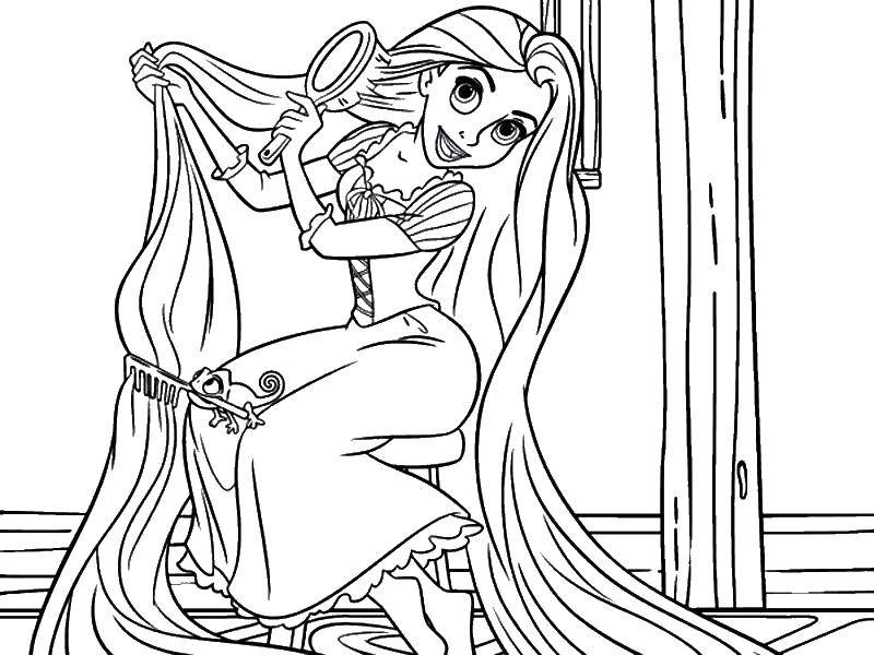 Coloring Rapunzel rescheduled. Category Cartoon character. Tags:  Rapunzel , hair.