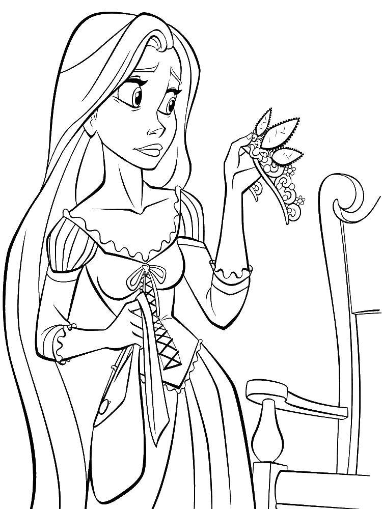 Coloring Rapunzel. Category Cartoon character. Tags:  crown Rapunzel.