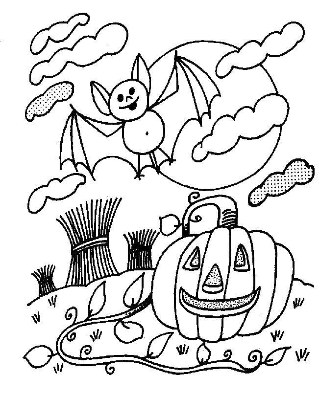 Coloring Pumpkin and bat. Category pumpkin Halloween. Tags:  Halloween, bat, pumpkin.