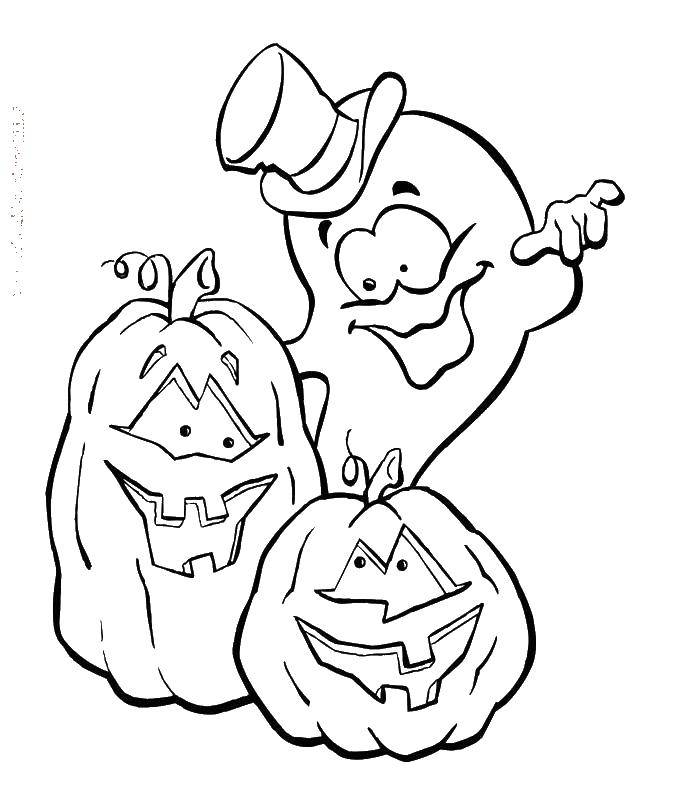 Coloring Pumpkin and Ghost. Category pumpkin Halloween. Tags:  Halloween, Ghost, pumpkin.