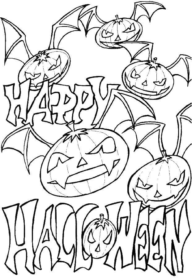 Coloring Congratulation on Halloween. Category pumpkin Halloween. Tags:  greetings, Halloween.