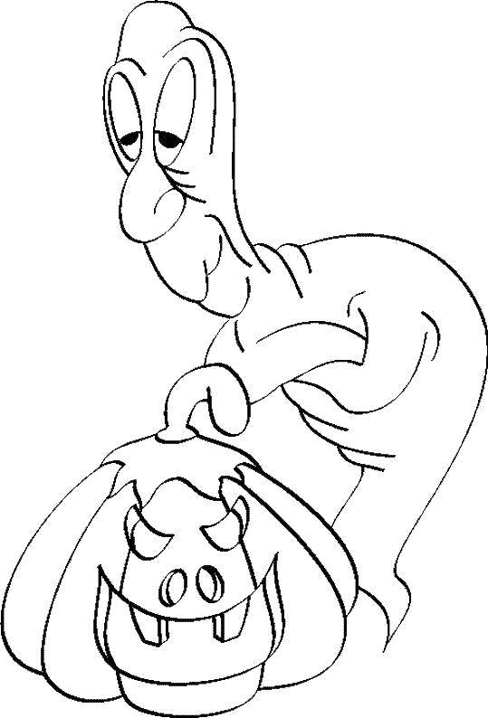 Coloring The Ghost and pumpkin. Category pumpkin Halloween. Tags:  Halloween, Ghost, pumpkin.
