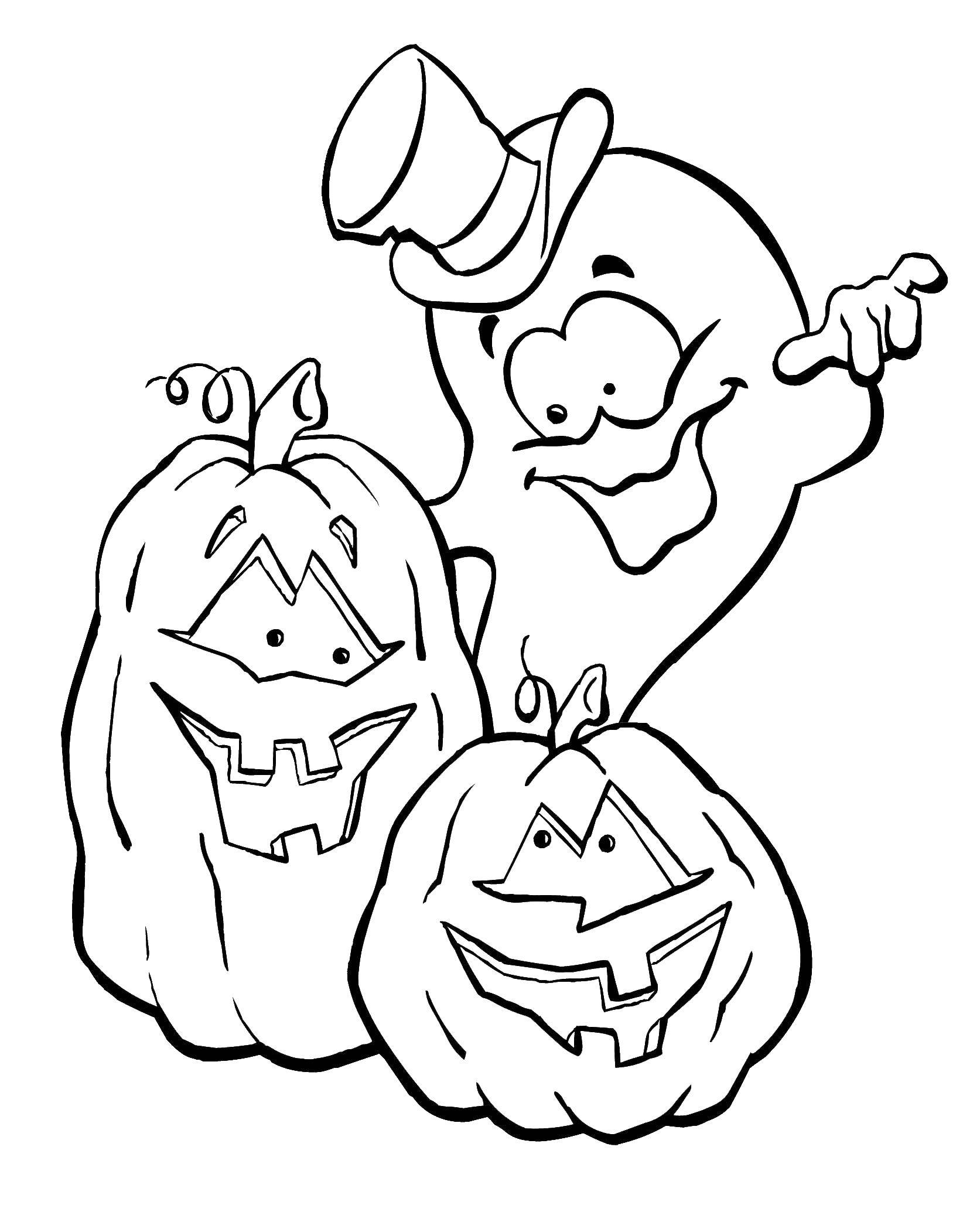 Coloring Pumpkin on Halloween with a Ghost. Category pumpkin Halloween. Tags:  pumpkin, Halloween.