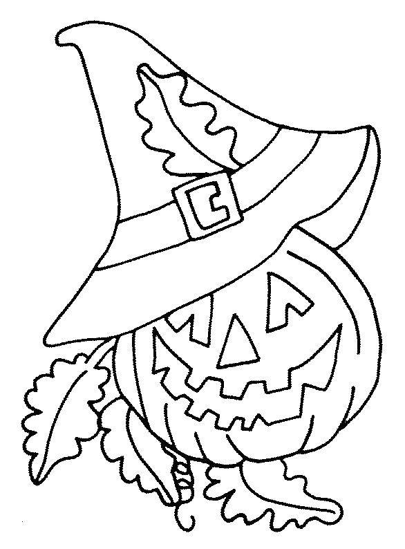 Coloring Pumpkin in witch hat. Category pumpkin Halloween. Tags:  Halloween, pumpkin.