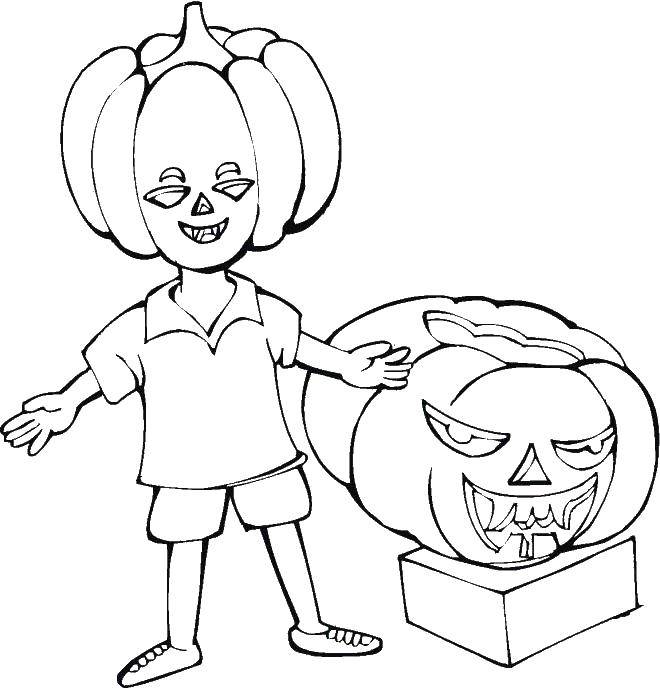 Coloring Pumpkin boy. Category pumpkin Halloween. Tags:  pumpkin, Halloween.